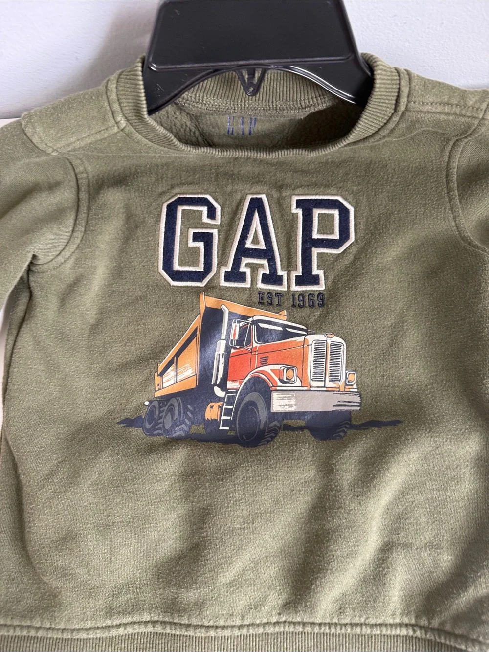 GAP Olive Green Kids Jogger Set with Truck Graphic